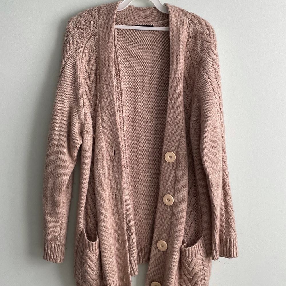 Oversized Beige Cardigan